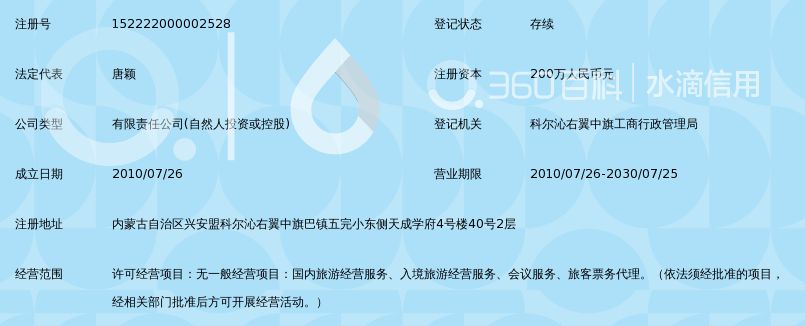 科右中旗科尔沁观光旅行社有限责任公司
